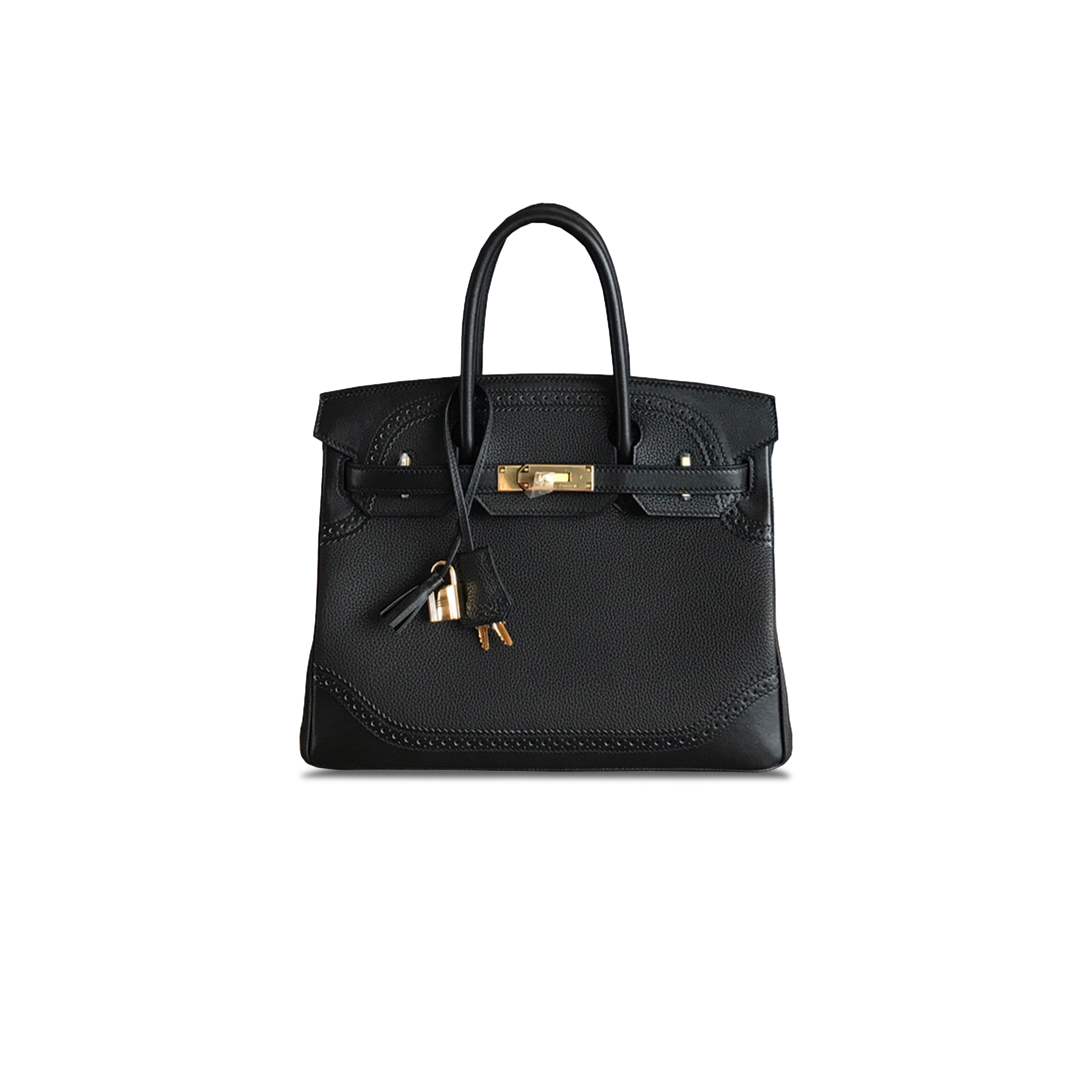 HERMÈS BIRKIN 30 SWIFT AND TOGO LACE SERIES BLACK BAG GOLD BUCKLE H082653CK62 (30*22*15cm)